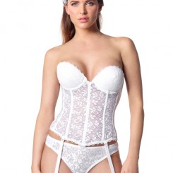 White Basque Carnival 423 Strapless Lace Flower Floral Bridal Corset