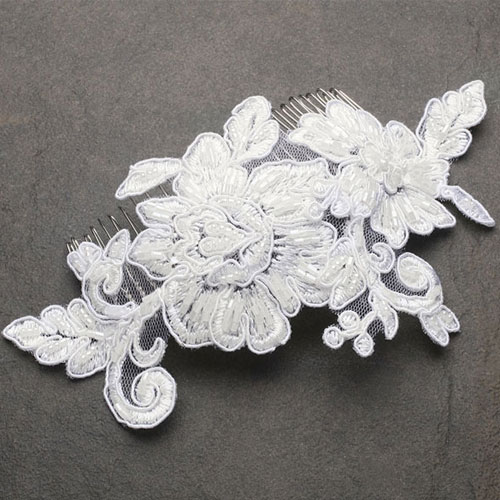 lace rose bridal comb aurora