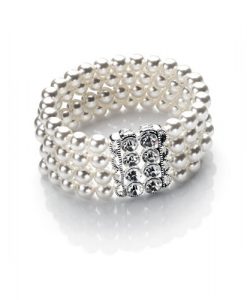 Four Row Pearl Wedding Bracelet-white