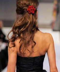 red velvet rose bridal hair