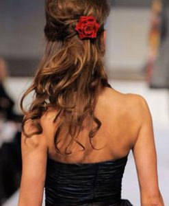 red velvet rose bridal hair