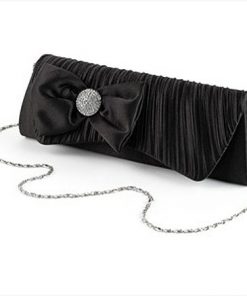 Black Ruched Satin Evening Bag