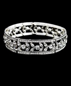 The sophisticated Eleanor Vintage Style Bridal Bracelet is a vintage influenced piece with beautiful sparkling clear crystals.