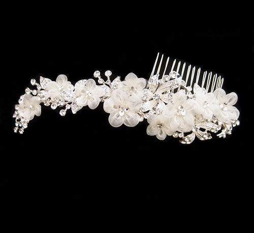 Organza Flower Bridal Comb-Marianne