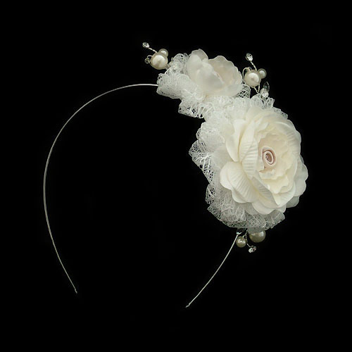 Champagne and Ivory Lace Side Tiara