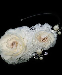 Champagne and Ivory Lace Side Tiara
