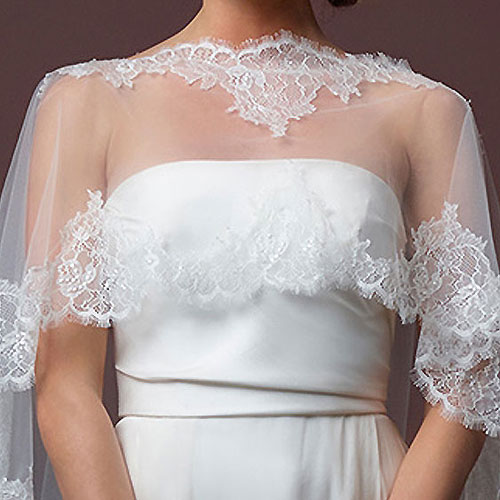 Lace Edged Bridal Cape - Christy - Zaphira Bridal