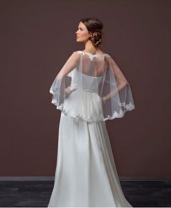 Lace Trimmed Tulle Capelet