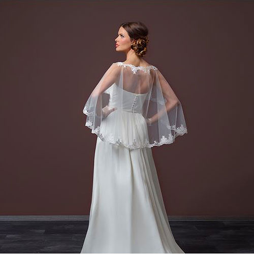 Lace Trimmed Tulle Capelet