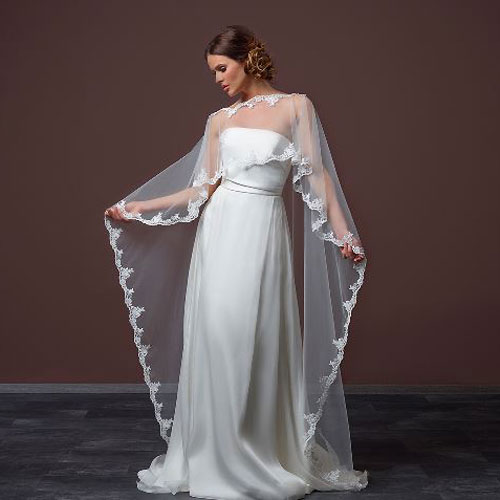 Long Tulle Wedding Cape