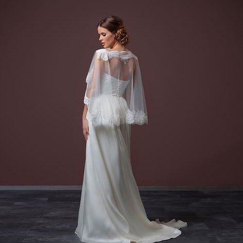 Lace Edged Tulle Capelet