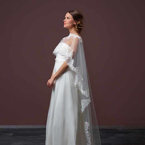 Tulle Wedding Cape with Train