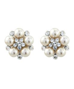 Pearl Crystal Cluster Earrings