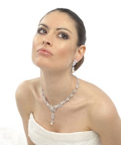 Carmen Crystal Pearl Wedding Necklace - a gorgeous glamorous wedding necklace which teams classic glittering Swarovski crystal with lustrous ivory pearls.