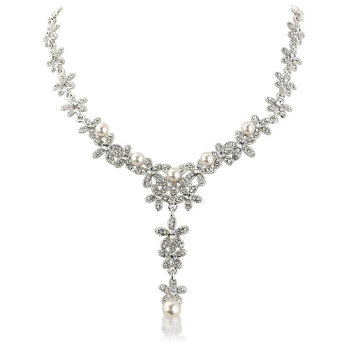 Carmen Crystal Pearl Wedding Necklace