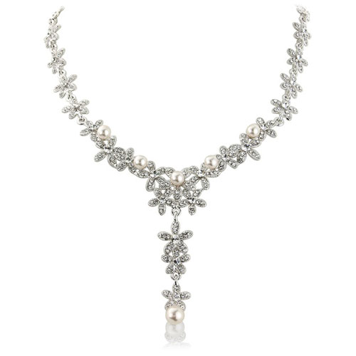 Carmen Crystal Pearl Wedding Necklace