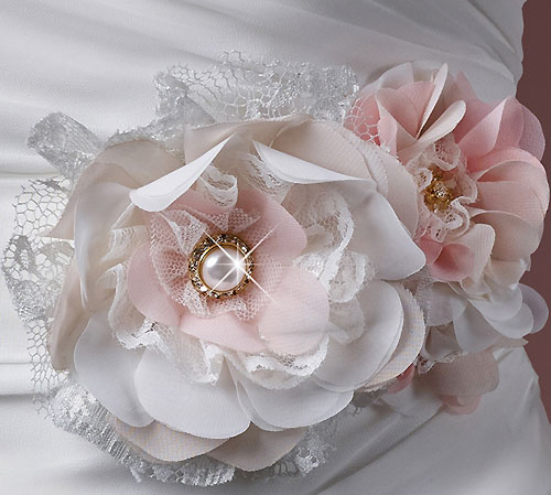 Pink Floral Bridal Sash