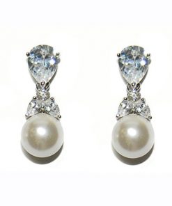 Cubic Zirconia Pearl Earrings