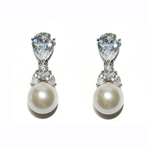 Cubic Zirconia Pearl Earrings