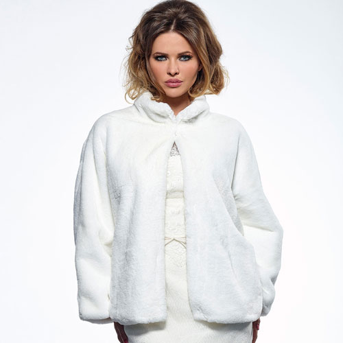 Ivory Faux Fur Wedding Jacket BOL-50