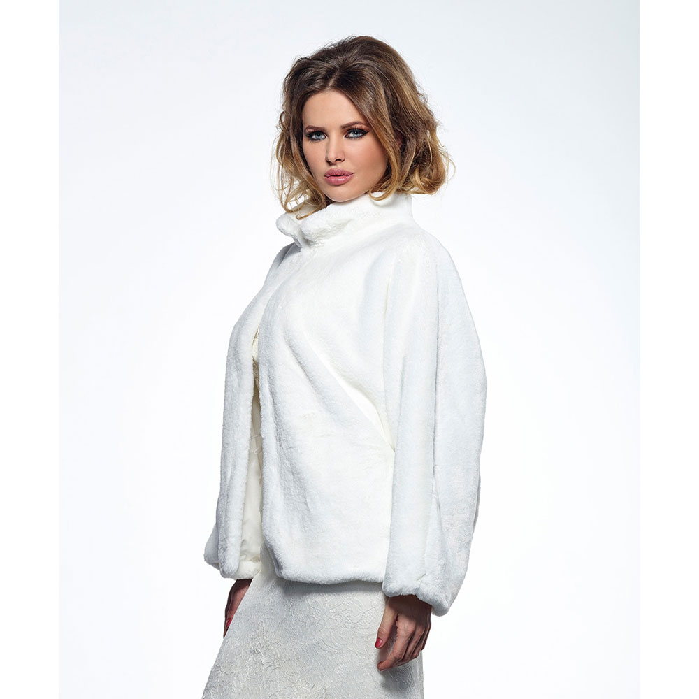 Ivory Faux Fur Wedding Jacket BOL-50