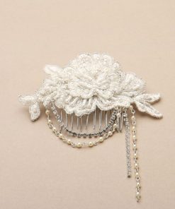English Rose Lace Bridal Comb 4452