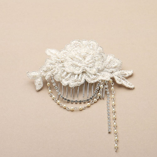 English Rose Lace Bridal Comb 4452