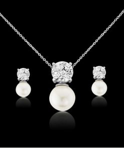 Hayworth Cubic Zirconia & Pearl Bridal Jewellery Set
