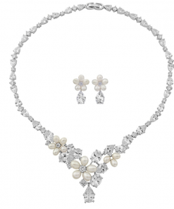 Cubic Zirconia & Pearl Wedding Jewellery Set Anoushka