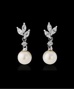 Cubic Zirconia & Pearl Bridal Earrings