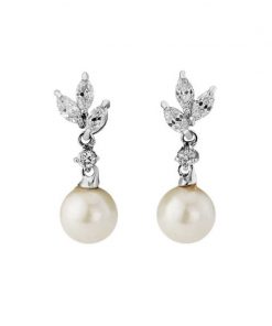 Cubic Zirconia & Pearl Bridal Earrings
