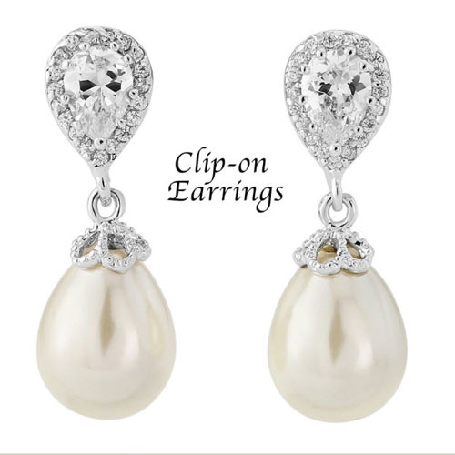 Bridal invisible clip on earrings – Miyabi Grace