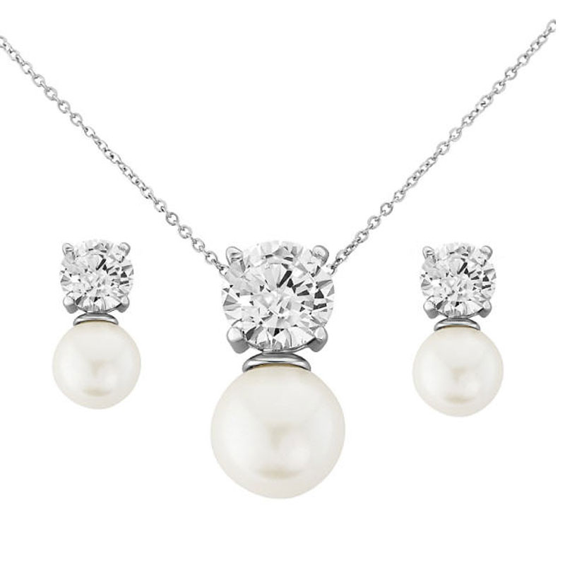 Hayworth Cubic Zirconia & Pearl Bridal Jewellery Set