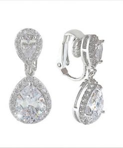 Cubic Zirconia Clip-On Wedding Earrings - Starlet