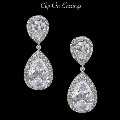Bridal jewellery clip on earrings clearance
